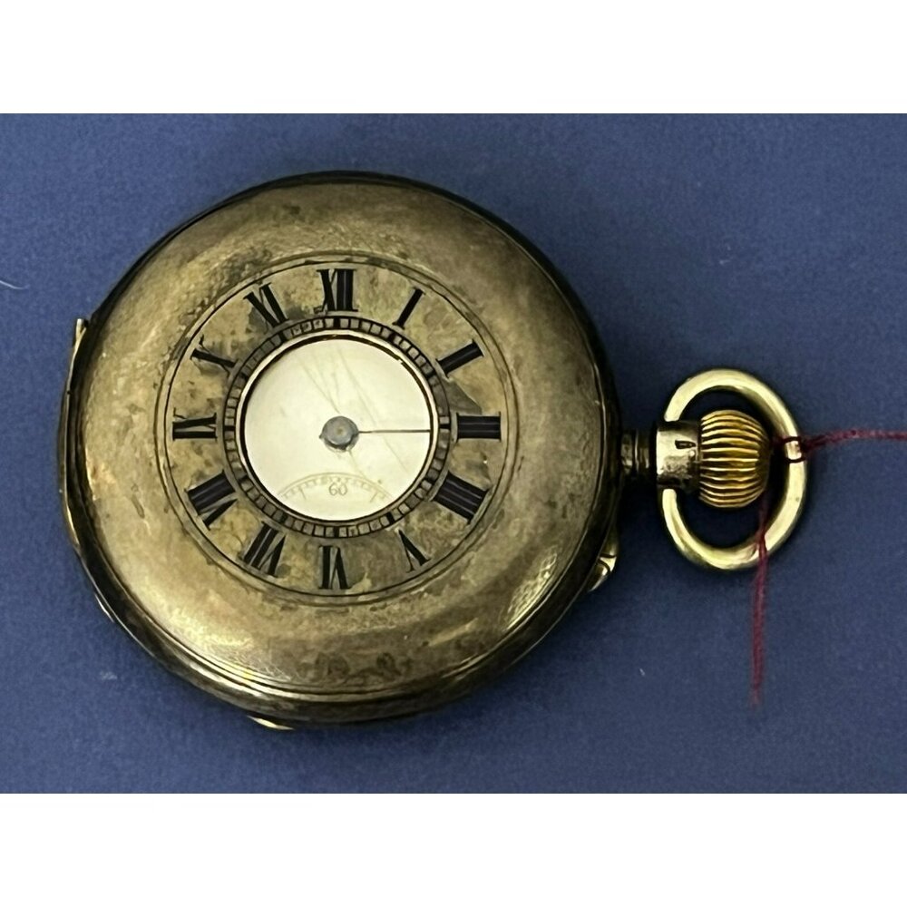 ANTIQUE 1888 SWISS ,935 SILVER POCKET WATCH HALF HUNTER Frost
